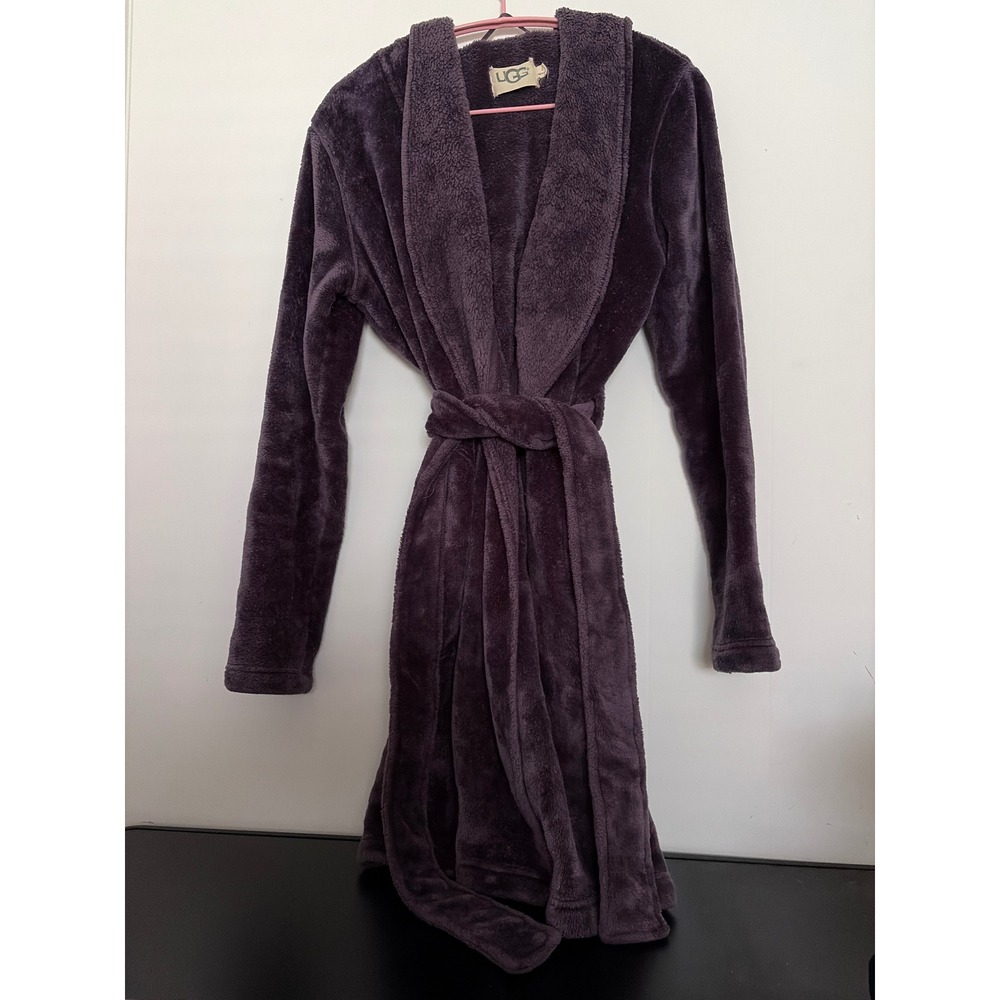 UGG Miranda Hooded Robe Womens Size S Purple Fleece Plush Pockets Bath Lounge